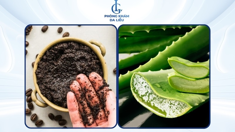 Bã cafe + nha đam (gel lô hội)