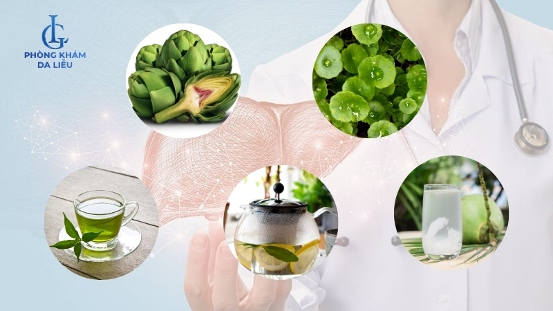 Nước atiso, rau má, trà xanh, chanh ấm và dừa tươi