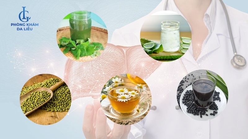 Đậu xanh, hoa cúc, đậu đen rang, diếp cá và nha đam