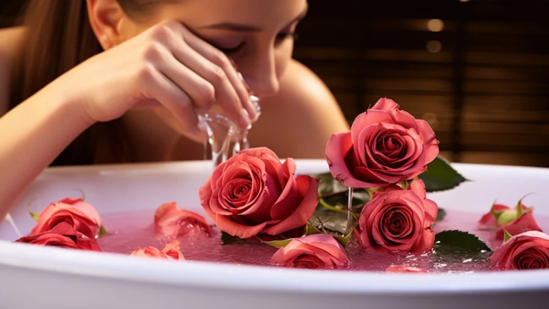 làm nước xông mặt trị mụn bằng hoa hồng