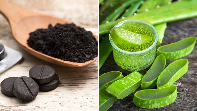 Nha đam và than hoạt tính trị mụn đầu đen