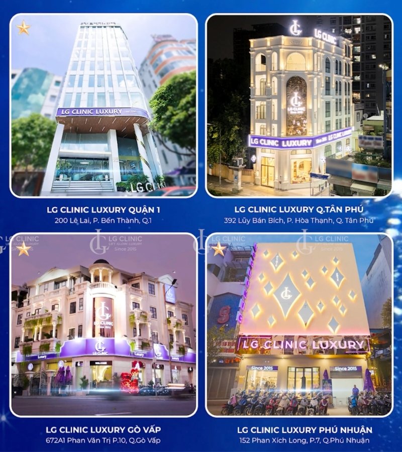 4 chi nhánh lớn điều trị mụn của Phòng khám Da liễu LG Clinic tại TPHCM