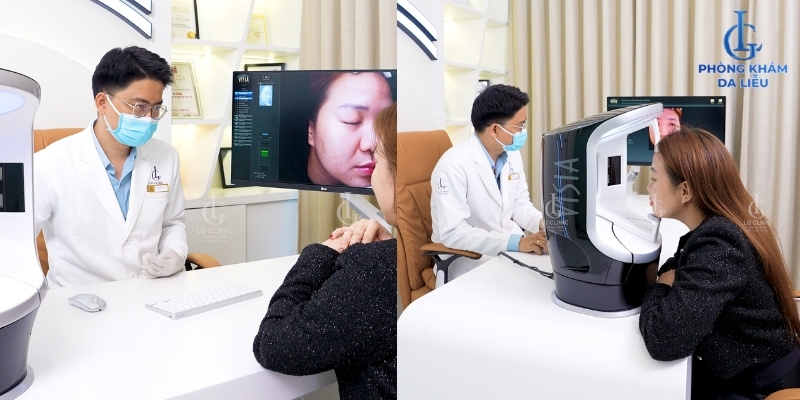 bác sĩ trực tiếp soi da sẹo rỗ cho khách hàng