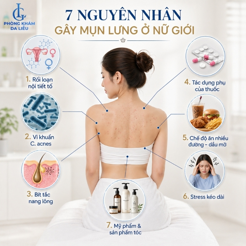 nguyên nhân gây mụn lưng ở nữ giới