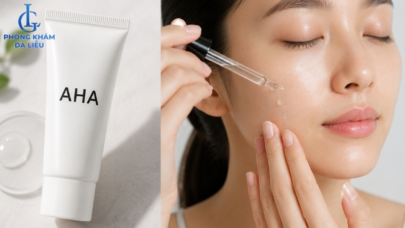 tẩy tế bào chết bằng aha trị sẹo lõm tại nhà