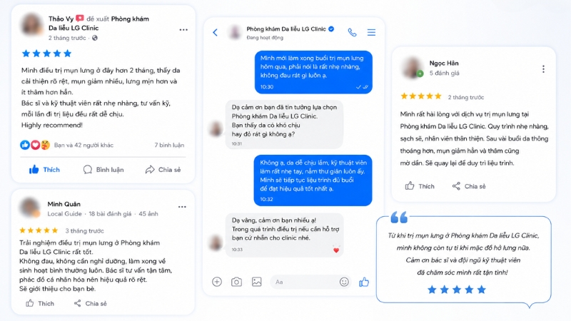 trải nghiệm của khách hàng trị mụn lưng