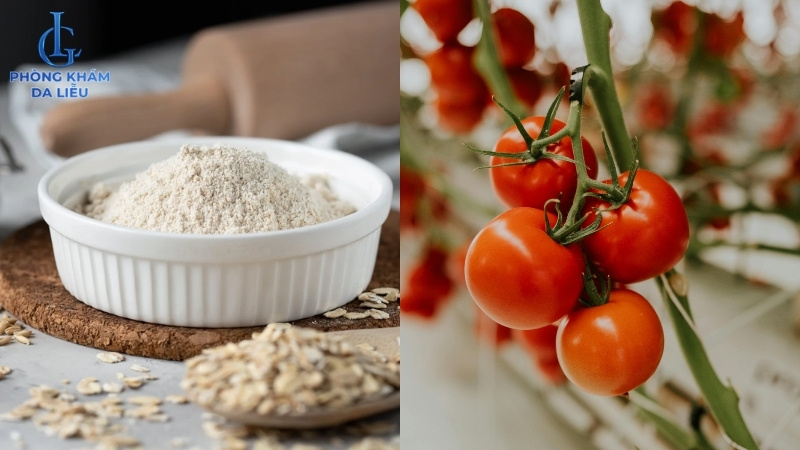 cách trị mụn lưng bằng cà chua và bột yến mạch