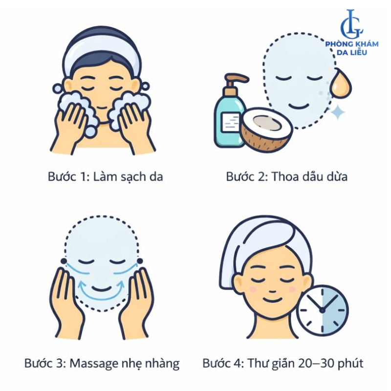 Các bước dùng dầu dừa trị sẹo rỗ