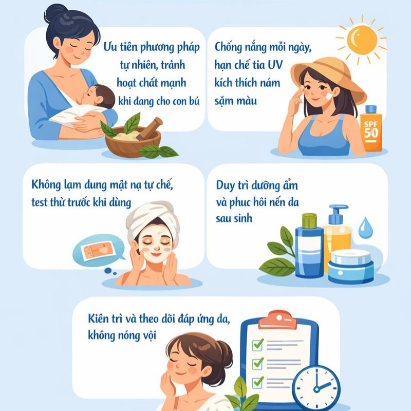 Lưu ý khi trị nám sau sinh tại nhà