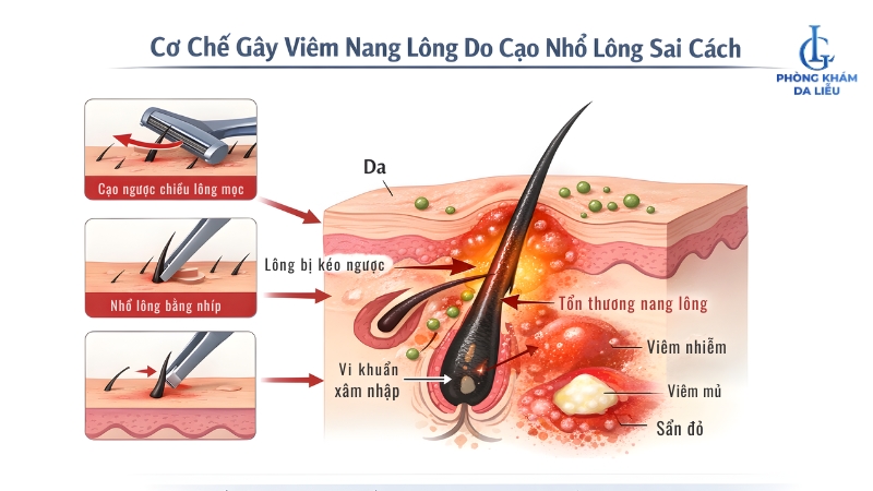 viêm lỗ chân lông ở bụng do đâu