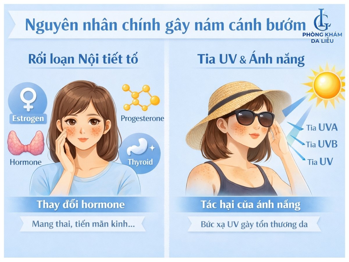 nguyên nhân gây nám cánh bướm