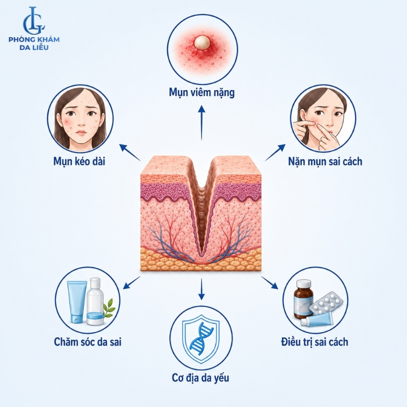 nguyên nhân gây sẹo đáy nhọn