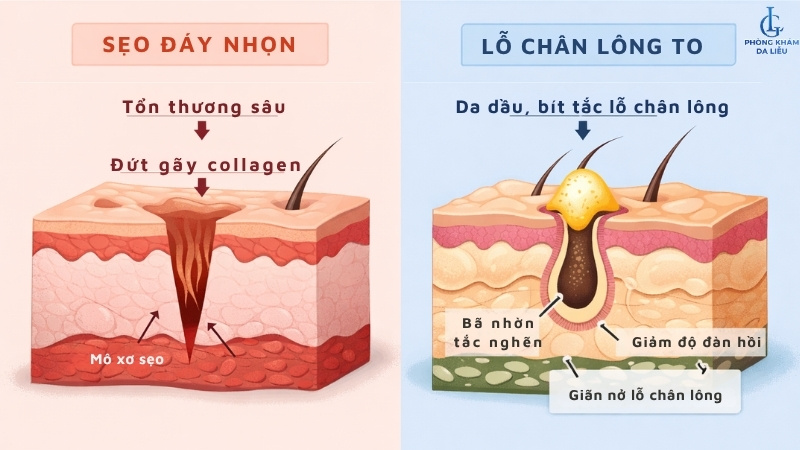 Nguyên nhân gây sẹo rỗ đáy nhọn và lỗ chân lông to