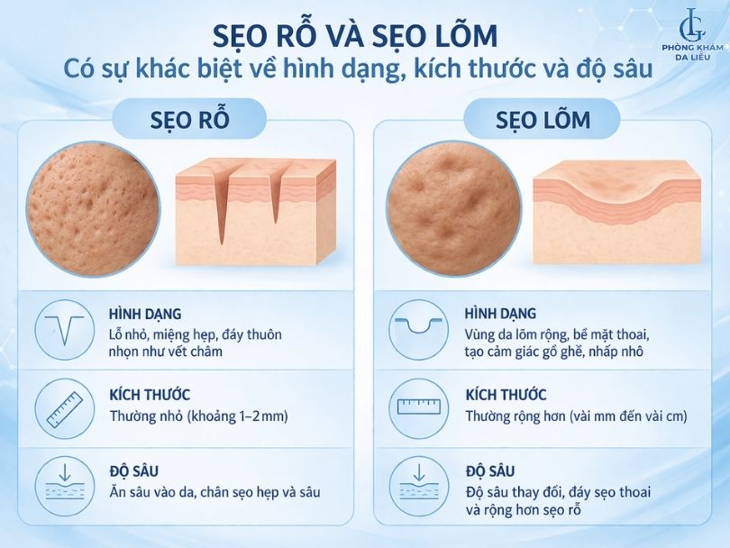 Sẹo rỗ và sẹo lõm khác nhau như thế nào