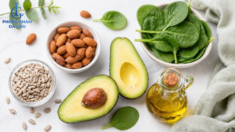 thực phẩm giàu vitamin E điều trị viêm nang lông