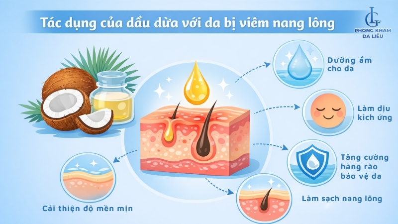 trị viêm nang lông bằng dầu dừa