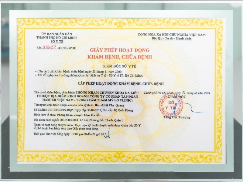 giấy phép hoạt động phòng khám da liễu lg