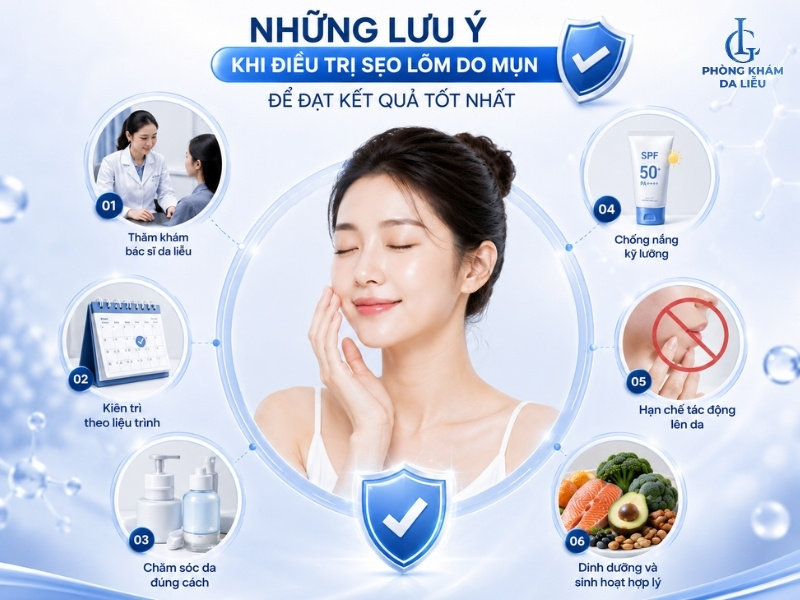 Lưu ý khi trị sẹo lõm do mụn