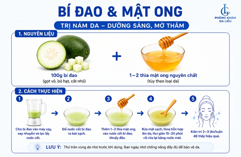 bí đao kết hợp với mật ong trị nám da