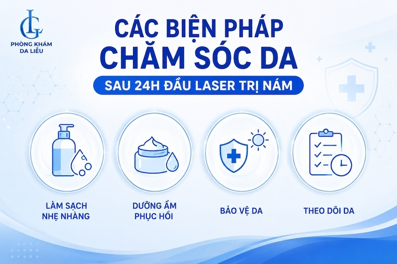 Các biện pháp chăm sóc da sau 24h đầu laser trị nám