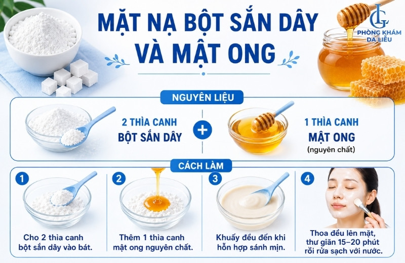 mặt nạ bột sắn dây và mật ong trị nám