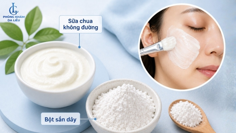 mặt nạ bột sắn dây và sữa chua