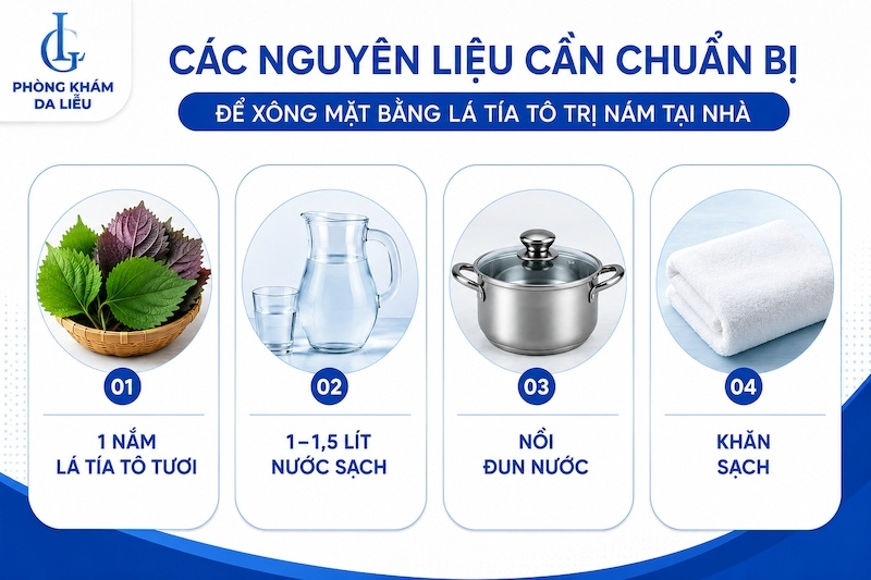 nguyên liệu xông mặt bằng lá tía tô trị nám