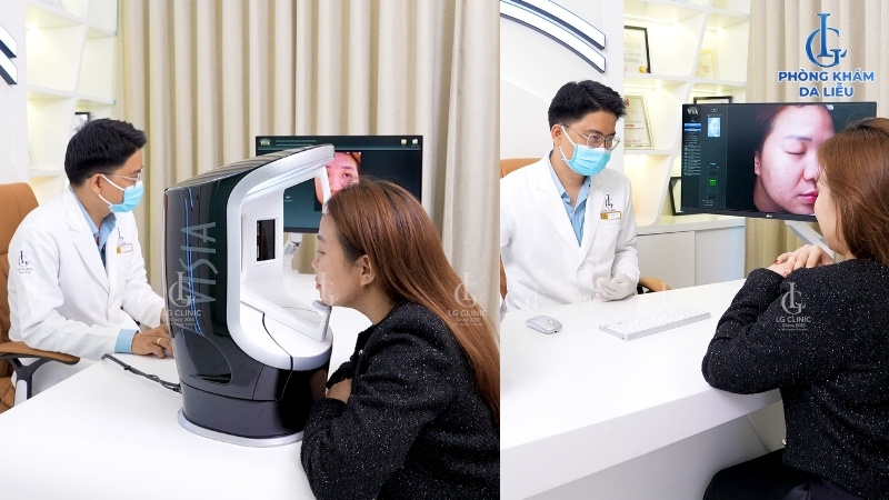 thăm khám bác sĩ trong quá trị chăm sóc da trị nám
