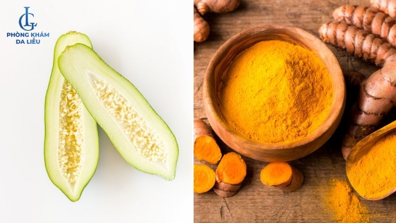 Đu đủ xanh và tinh bột nghệ