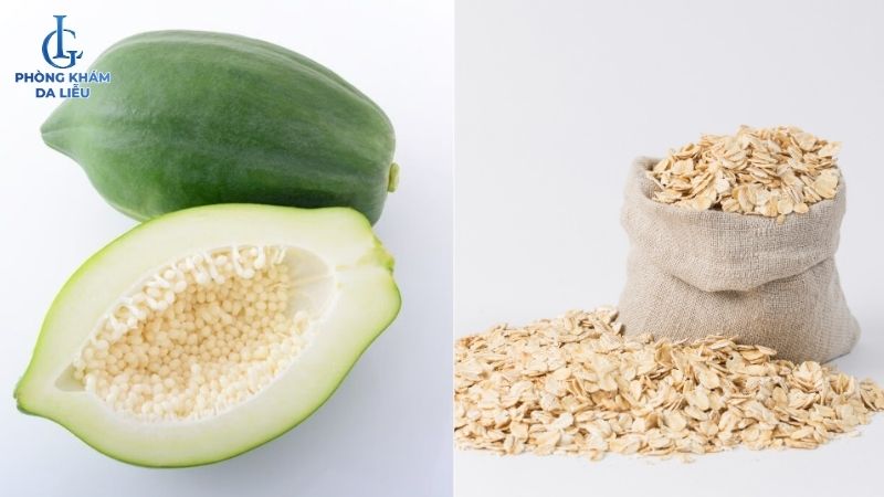 Đu đủ xanh và yến mạch