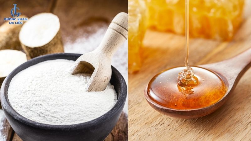 bột sắn và mật ong làm mặt nạ trị nám tàn nhang