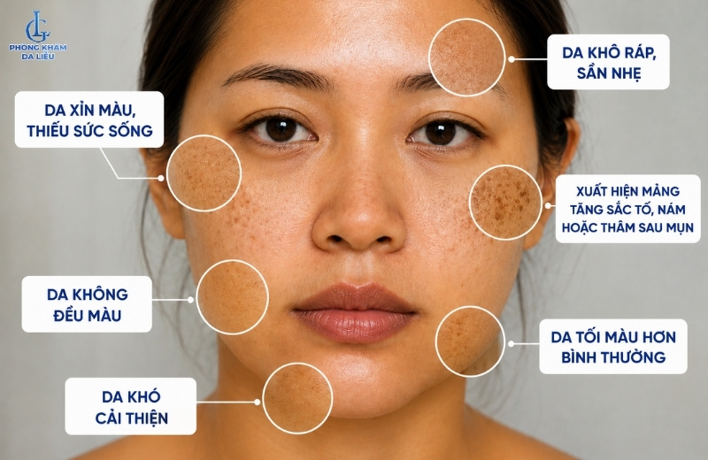 dấu hiệu da mặt sạm đen
