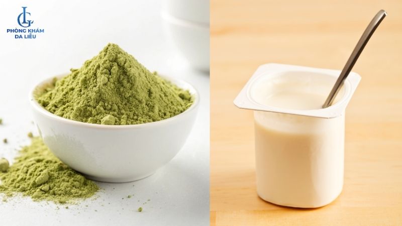 trà xanh và sữa chua làm mặt nạ trị nám tàn nhang