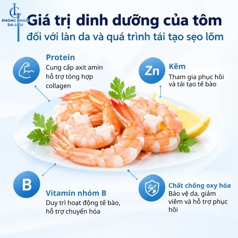 ăn tôm trị sẹo lõm